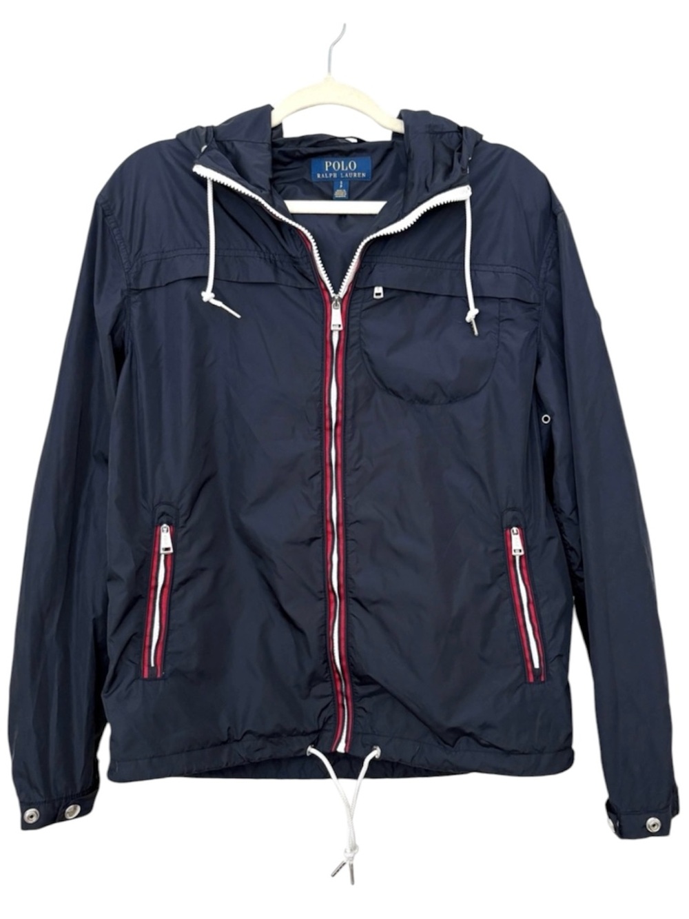 Polo Ralph Lauren Drawstring Hood Navy Packable Windbreaker Jacket Men’s S